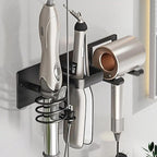 Hair Dryer Holder Wall Mounted,Blow Dryer, Curling Iron, Straightener Holder 3 in 1 Bathroom Metal Hair Tool Organizer Rack-BLACK-2
