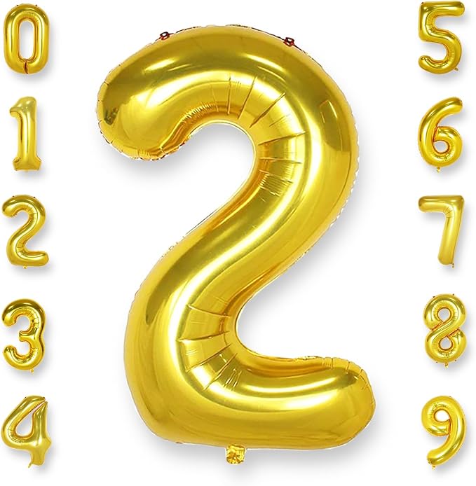 AULE 40 Inch Gold 2 Balloon Number Foil 0-9 Birthday Big Numbers | Birthday by AULE