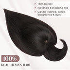 MY-LADY Human Hair Toppers for Women Real Human Hair with Bangs Thin 8.5 * 8.5CM Mono Base Clip in Remy Hairpieces Light Weight 12 Inch Natural Black