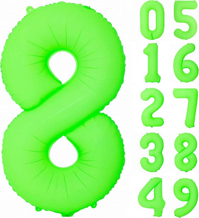 40IN Fluorescent Green Number 8 Balloons Glow In The Dark Green Balloon | by YOIOZAIZAI