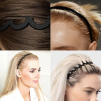 LAPOHI 8 PCS Fashion Effortless Plastic Headbands with Teeth Comb Black Skinny Headbands No Slip Hair Bands for Women Men Teen Girls (Black 8)
