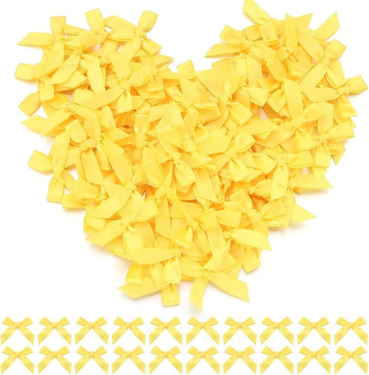 Yellow Mini Bows 1.57" 100PCS Small Satin Ribbon Bows by Loomeshribbonforcrafts%EF%BC%81