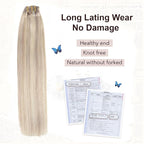 XDhair Human Hair Clip in Extensions 120g 22 Inch Ash Blonde Highlights Bleach Blonde Clip in Hair Extensions Real Human Hair Silky Straight 6pcs #18P613