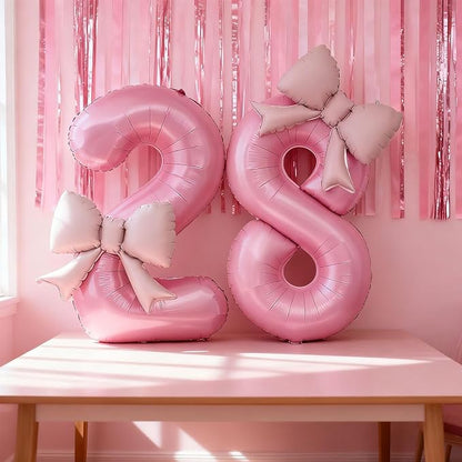 Bow Pink 8 Balloons, 40 Inch Giant Pink Bow Helium Foil Number 8 - Image 6