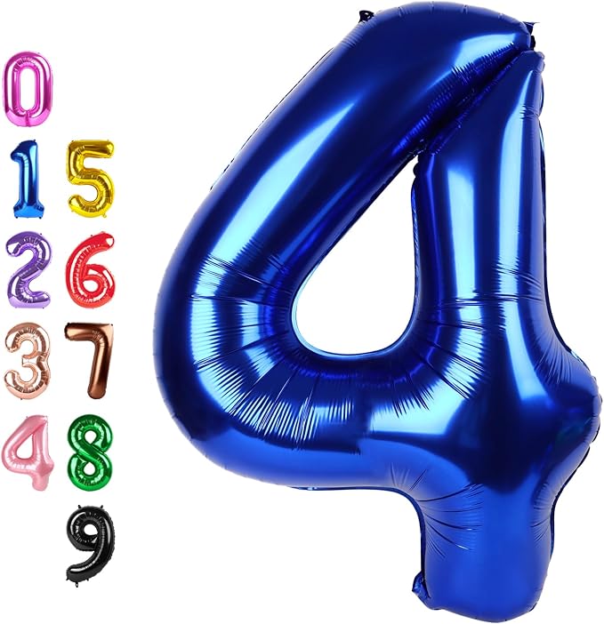 Number Balloons 4 Balloon 40 inch Blue by Enyeopd