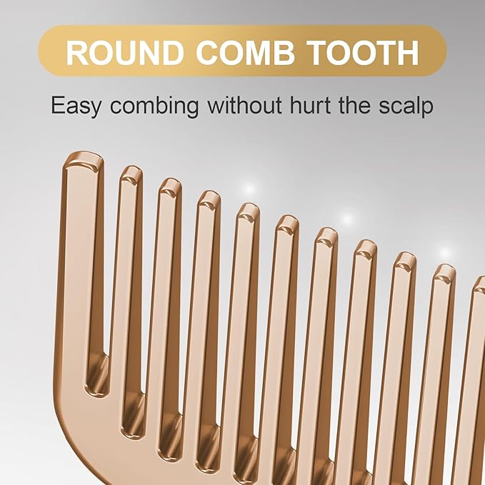 Hair Comb for Women and Men, Durable Detangling Hair Comb with Handle, Large Detangler Comb for Thin Straight Short Hair(Gold)