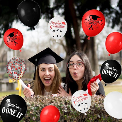 Red Black and White Balloons, 12 Inch Print You've Done It Happy Graduation - Image 5