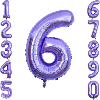 Purple Number 6 Balloon 40 Inch, Large Lavender Mylar Foil Number 6 by Unknown