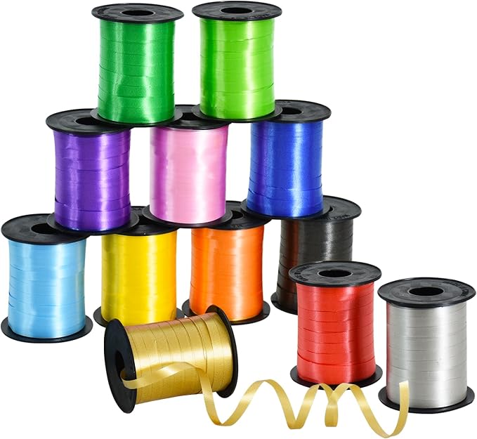 TONIFUL Curling Ribbon-12 Assorted Colors Balloon Curling Ribbons Set-240 Yards by TONIFUL
