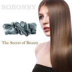 Mulberry Silk Hair Scrunchies, 3 Count, 100% Silk, No Damage for Frizz Prevention, Sleep and Night Scrunchie, Hair Accessories for Women (Black, Haze Blue, Rubber Red)
