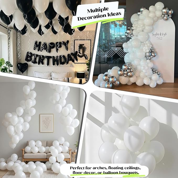 White Balloons 50Pack 12 Inch White Latex Party Balloons - Image 4