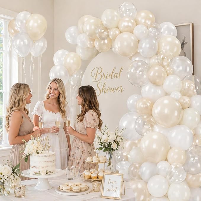 Pearl White Balloons, 12 Inch Double Stuffed Pearl Balloons - Image 6