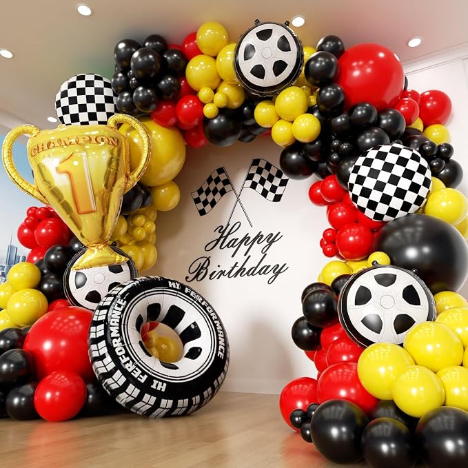 Race Car Balloon Arch Garland Kit by PTGOLUO