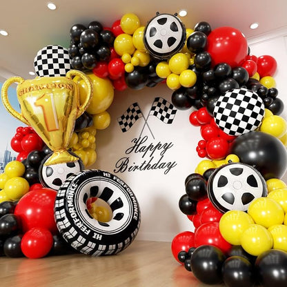 Race Car Balloon Arch Garland Kit by PTGOLUO