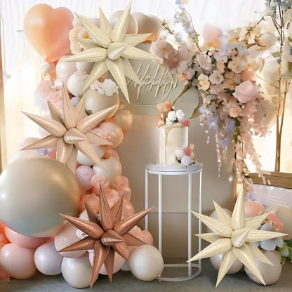 72 PCS Brown Cream Caramel Star Balloons, Big 26 Inch Foil Beige Neutral Tan - Image 4