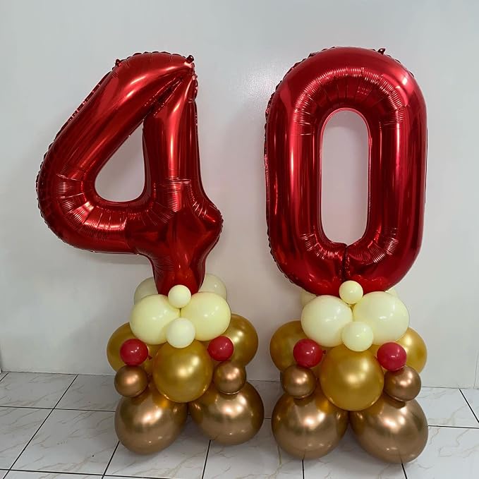 40 Inch Red Number 40 Balloons Giant 40 Balloons Red Birthday 40 Balloons 40 - Image 3
