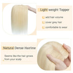 SEGO Human Hair Toppers for Women With Thinning Hair, 7 * 13CM Silk Base 100% Real Human Hair Clip in Top Wiglet Hairpieces /8 Inch No Bangs Platinum Blonde