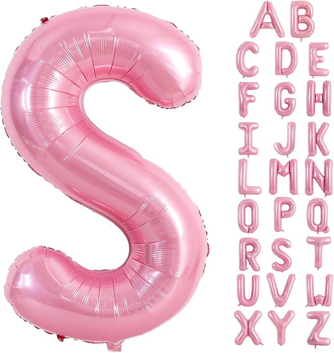 TONIFUL 40 Inch Large Pink Letter S Balloons Giant Foil Mylar Alphabet Balloon by TONIFUL