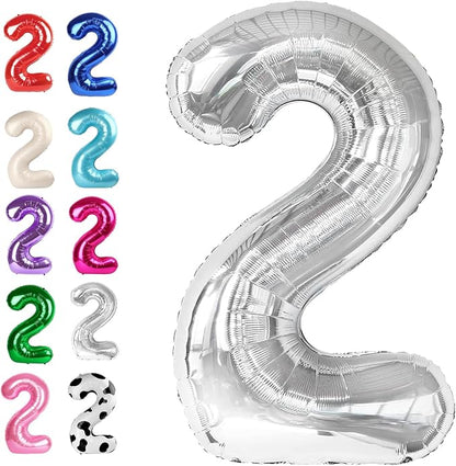 Silver Number 2 Balloon 40 inch, Balloon numbers party supplies, deco photo by Upgesy