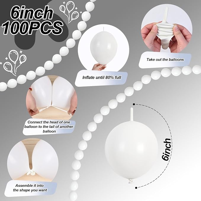 White Link Balloons, Pearl Quick Balloon - Image 2