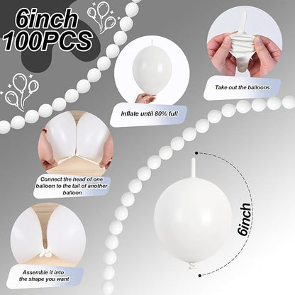 White Link Balloons, Pearl Quick Balloon - Image 2