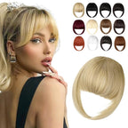 Clip in Bangs, Synthetic French Bangs Hair Clip, Fake Bangs Fringe with Temples Hairpieces for Women Natural Curved Hair Extensions for Daily Wear Ash Blonde