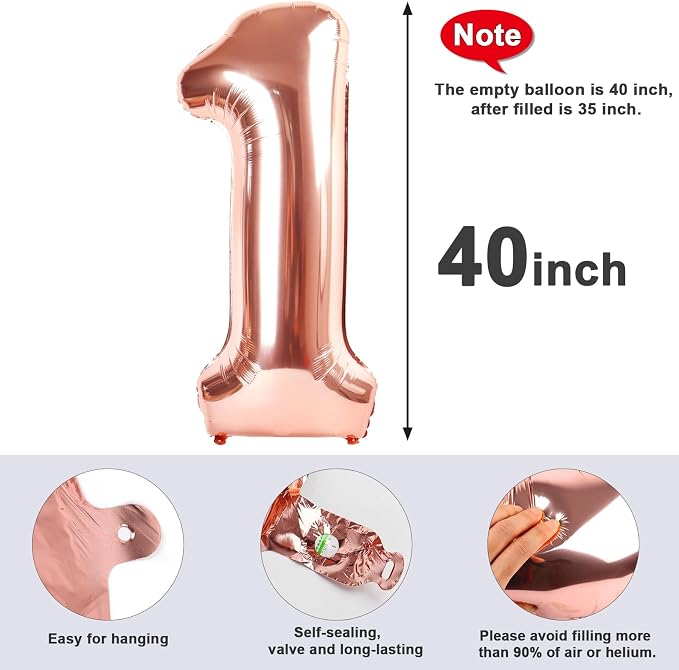 Number Balloon Rose Gold Number 40 - Image 5