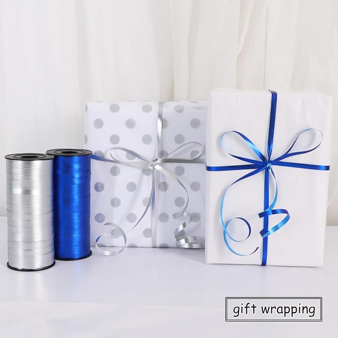 BEISHIDA Blue and Silver Curling Ribbons Balloon String Ribbons - Image 4