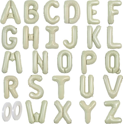 TONIFUL Cream Green Letter Balloons 1 Set 16Inch A-Z Custom Alphabet Banner | by TONIFUL