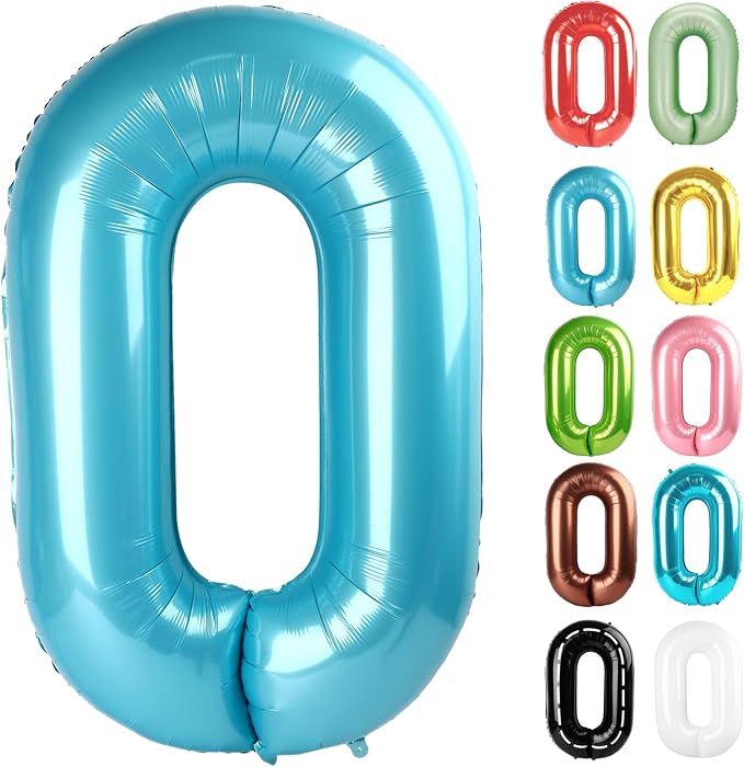 Pearl Blue Number 0 Balloon 40 Inch by IWERP