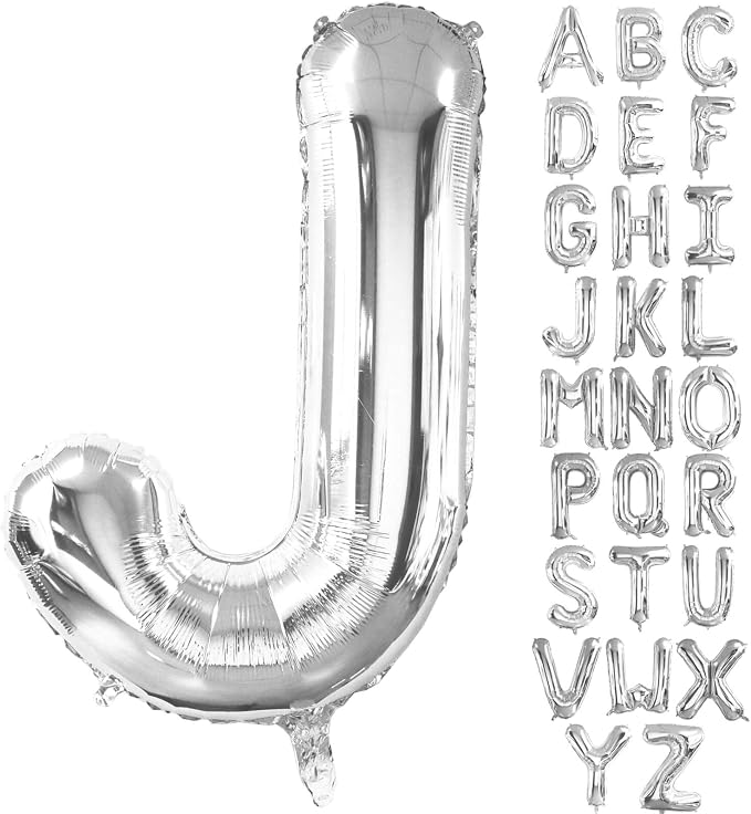 Lovoir 40 Inch Large Silver Letter J Balloons Big Size Jumbo Mylar Foil Helium by Lovoir