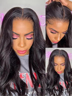 Julia Hair Yaki Straight Pre Cut HD Lace Closure Wigs Human Hair with Elastic Drawstring Glueless Wig Human Hair 7x5 Lace Front Bye Bye Knots Wig Pre Plucked Bleached Knots Natural Hairline 24 Inch