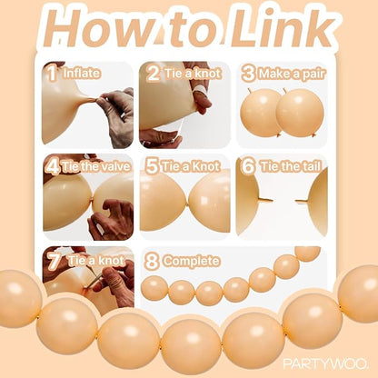 PartyWoo Nude Linking Balloons 100pcs 6 Inch Beige Tan Link Balloons | - Image 5