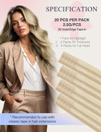 DOORES Invisi Edge Tape in Hair Extensions, Dark Blonde Highlighted Bleach Blonde 10 Injection Tape-ins with 10 Injection Tape-ins 50g 18 Inch, Injected Tape in Virgin Human Hair