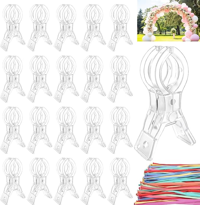 20 Pcs Balloon Arch Clips, 3.5" Plastic Transparent Spring Clamps | by Unknown