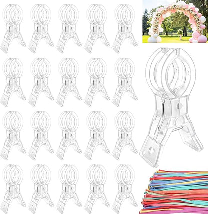 20 Pcs Balloon Arch Clips, 3.5" Plastic Transparent Spring Clamps | by Unknown