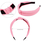 VELSCRUN 5 Pcs Wide Boho Knot Turban Headbands - Elastic Hair Accessories for Women and Girls, Pink, Red