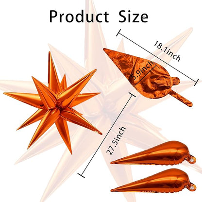60Pcs Orange Star Balloons Foil Explosion Mylar Balloon 12 Point Spike Ballons - Image 9