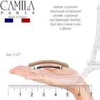 Camila Paris CP3450 French Hair Barrette Clip for Girls Beige, Rubberized Metal Clasp Strong Hold Grip Hair Clips for Women, No Slip Durable and Styling Girls Hair Accessories, Made in France