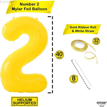 KatchOn Yellow Number 2 Balloon 40 Inch 2nd Birthday Decorations - Image 4