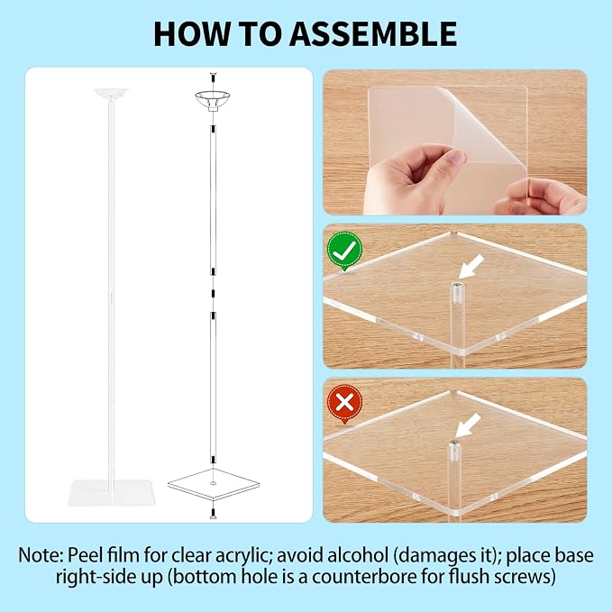 6 Pack 24 Inch Reusable Acrylic Balloon Stand Kit-Heavy Duty, Adjustable Height - Image 5