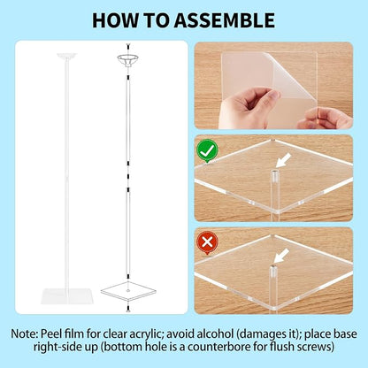 6 Pack 24 Inch Reusable Acrylic Balloon Stand Kit-Heavy Duty, Adjustable Height - Image 5
