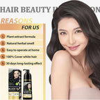 Instant Black Hair Shampoo, 3 in 1 Natural Hair Dye Shampoo with Herbs, Cover Greys Hair for Men & Women, Permanent Hair Color - Ammonia Free 400ml (Black)