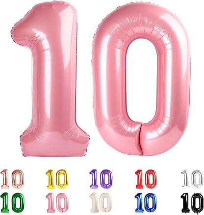 Number 10 Balloon 40Inch for 10 Year Old Birthday Decorations, Pearl Pink | by Mluchee