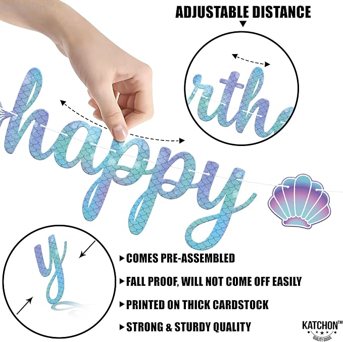 KatchOn Blue Happy Birthday Banner 10 Feet - Image 3