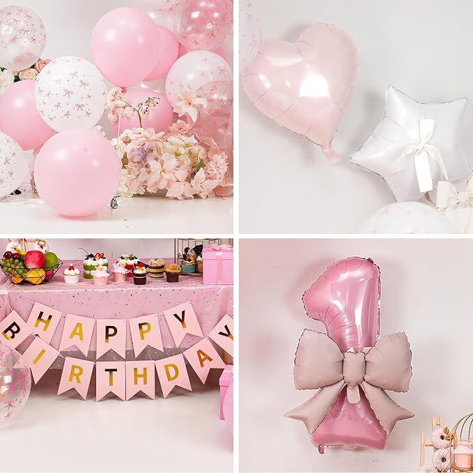 1st Pink Bow Birthday Decorations - Image 9