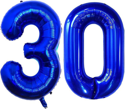 Navy Blue 30 Number Balloons, 40 Inch Giant Number 30 Balloons Foil Mylar by Lovoir