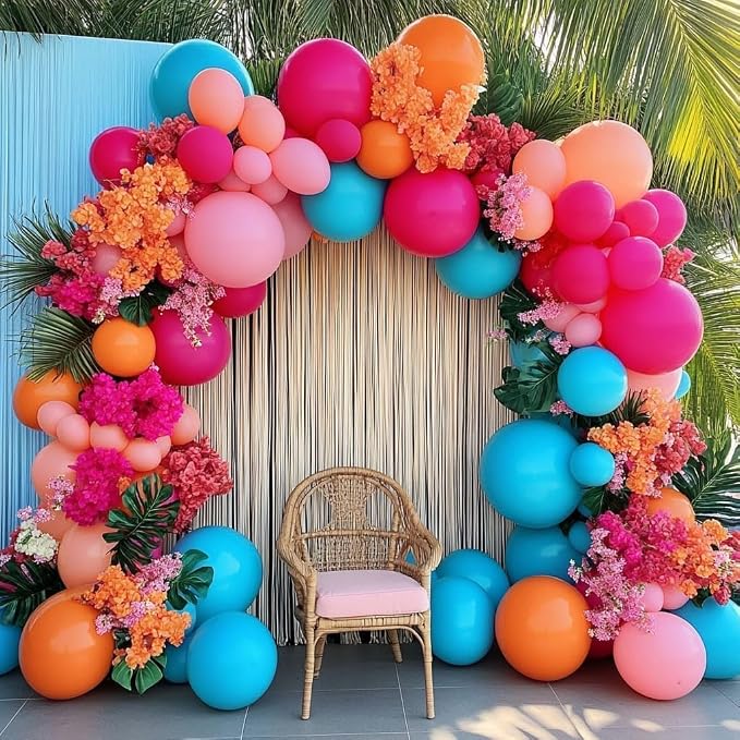 Hot Pink Blue Orange Balloon Garland - Image 2