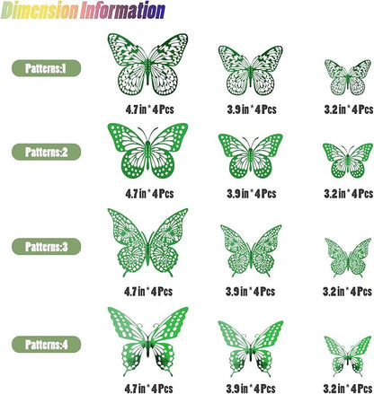 SAOROPEB 3D Butterfly Wall Decor 48 Pcs Dark Green Butterfly Decorations | 4 - Image 5