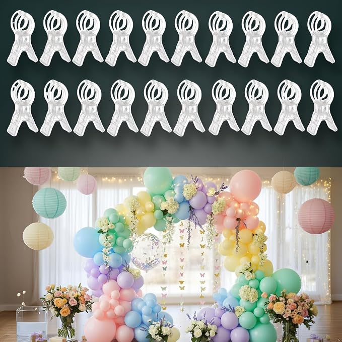 Miliocry 20 Pack Large Balloon Arch Clips Plastic Transparent Backdrop Spring - Image 8